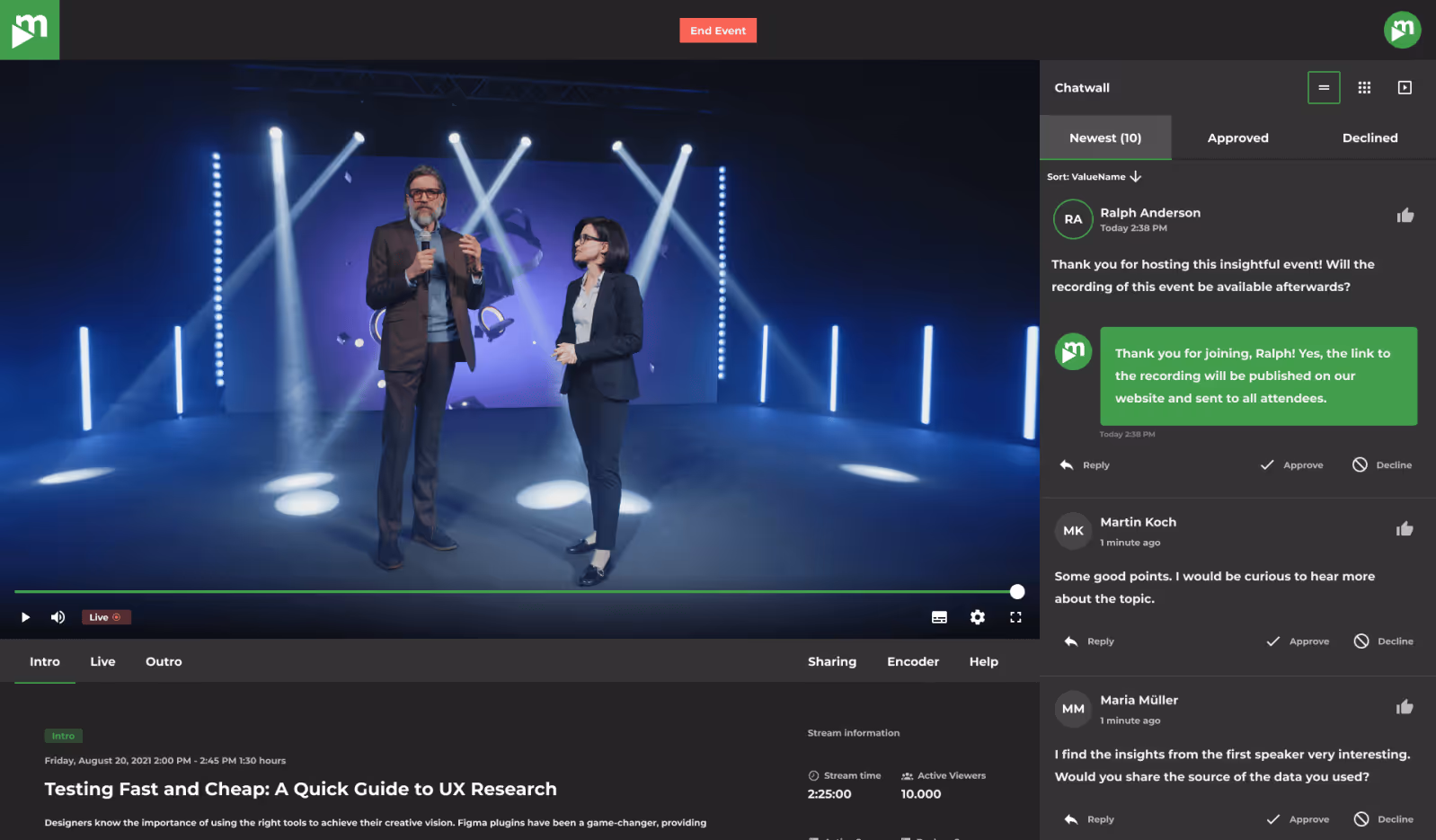 LiveStream Pro interface