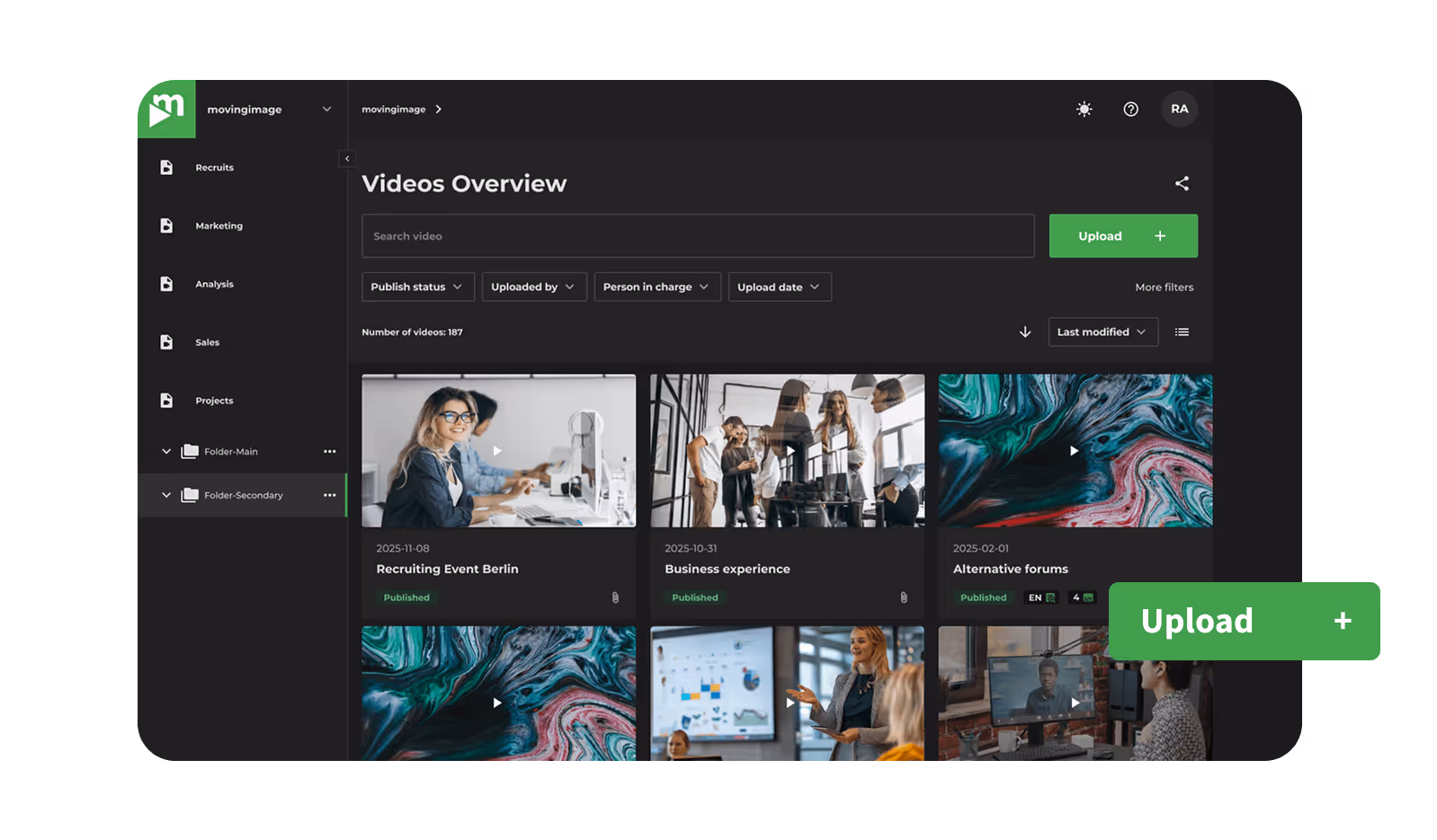 VideoManager Pro - Dashboard view