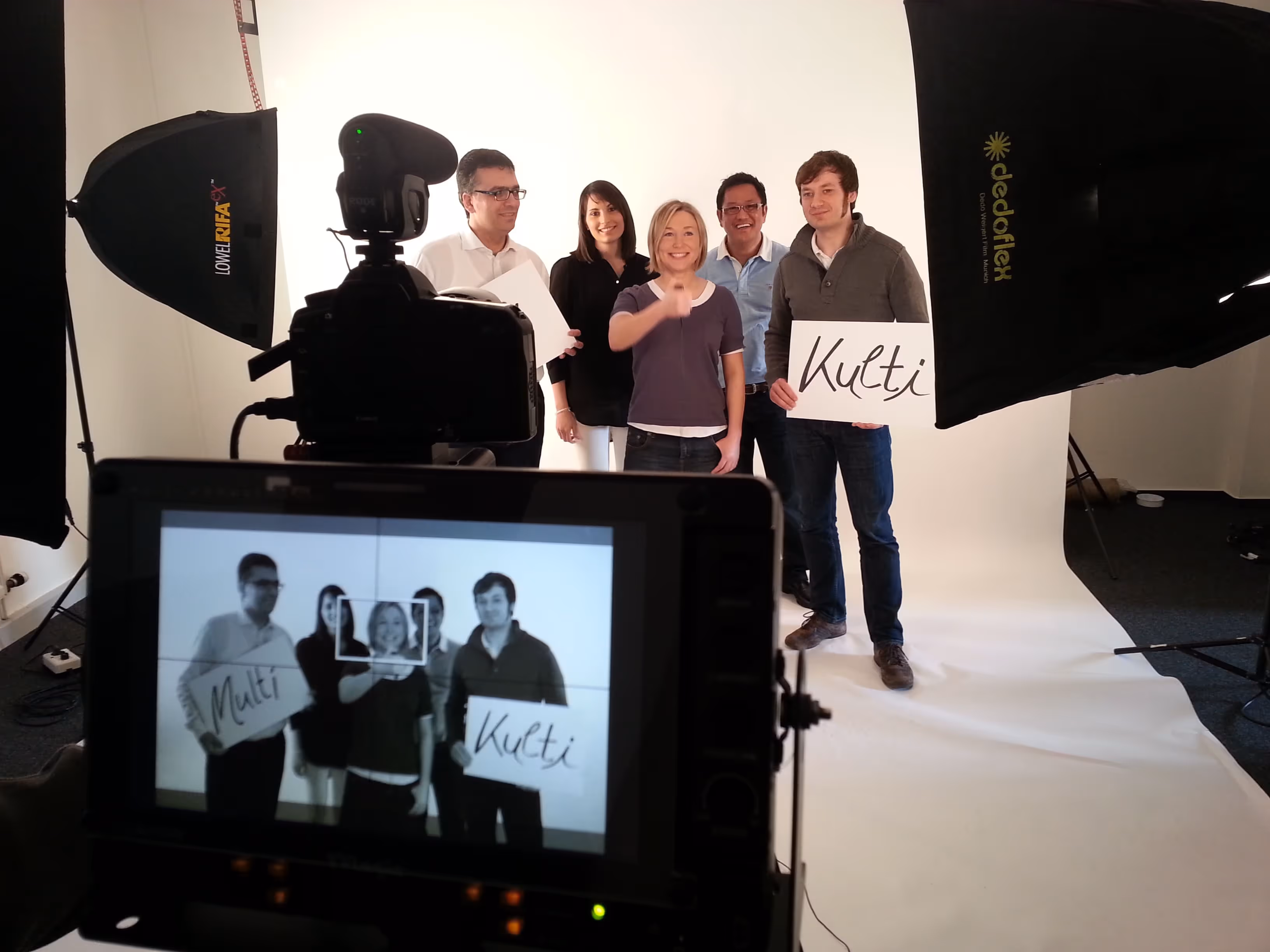 A behind the scene shot of a video shooting