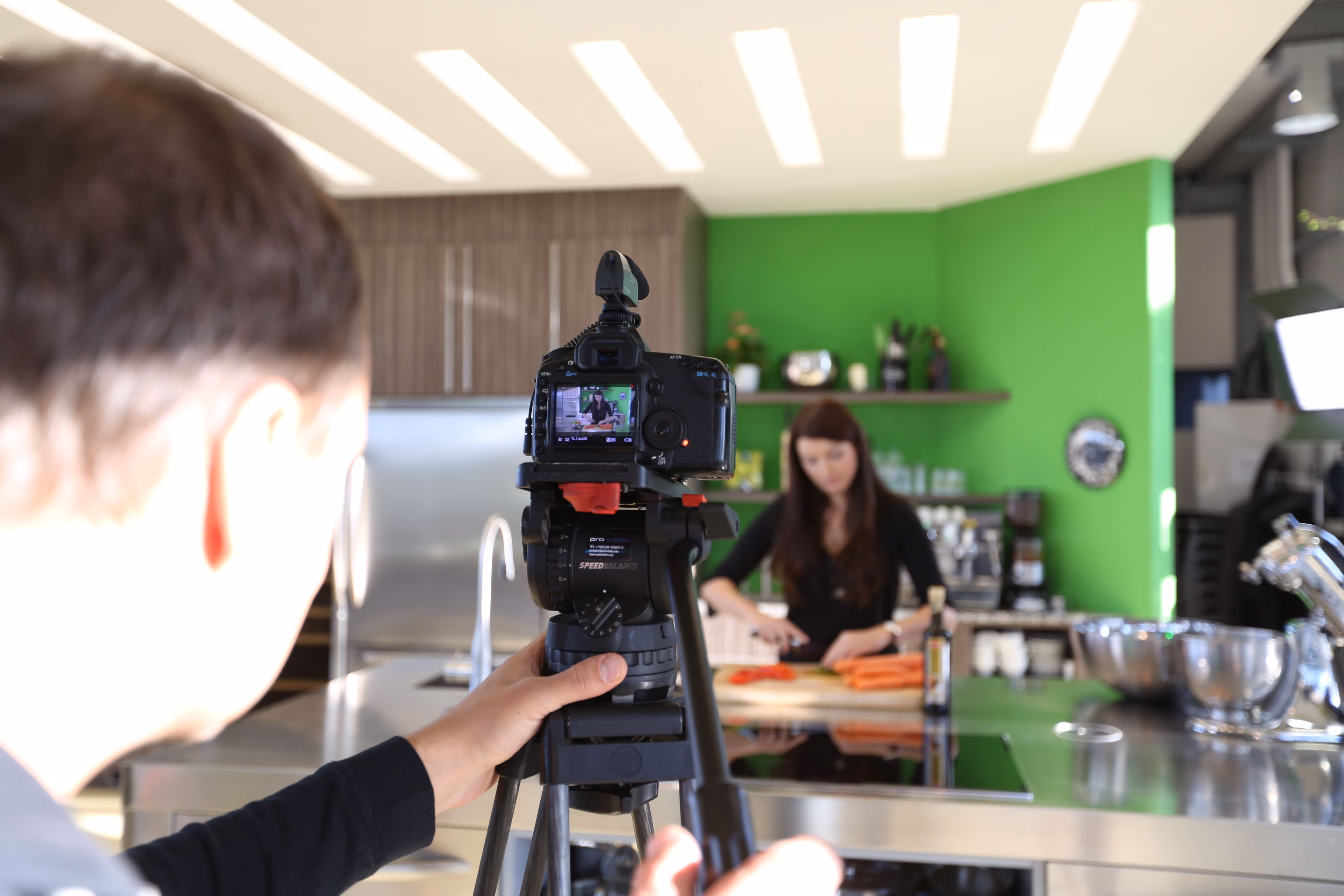 Video clip being recorded in a kitchen