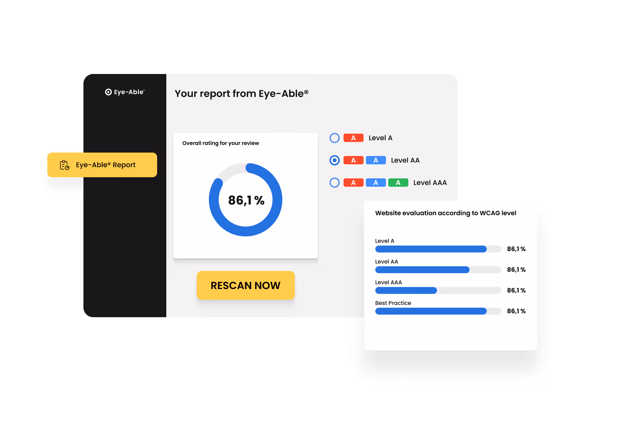 Eye-Able report about accessibility of a website