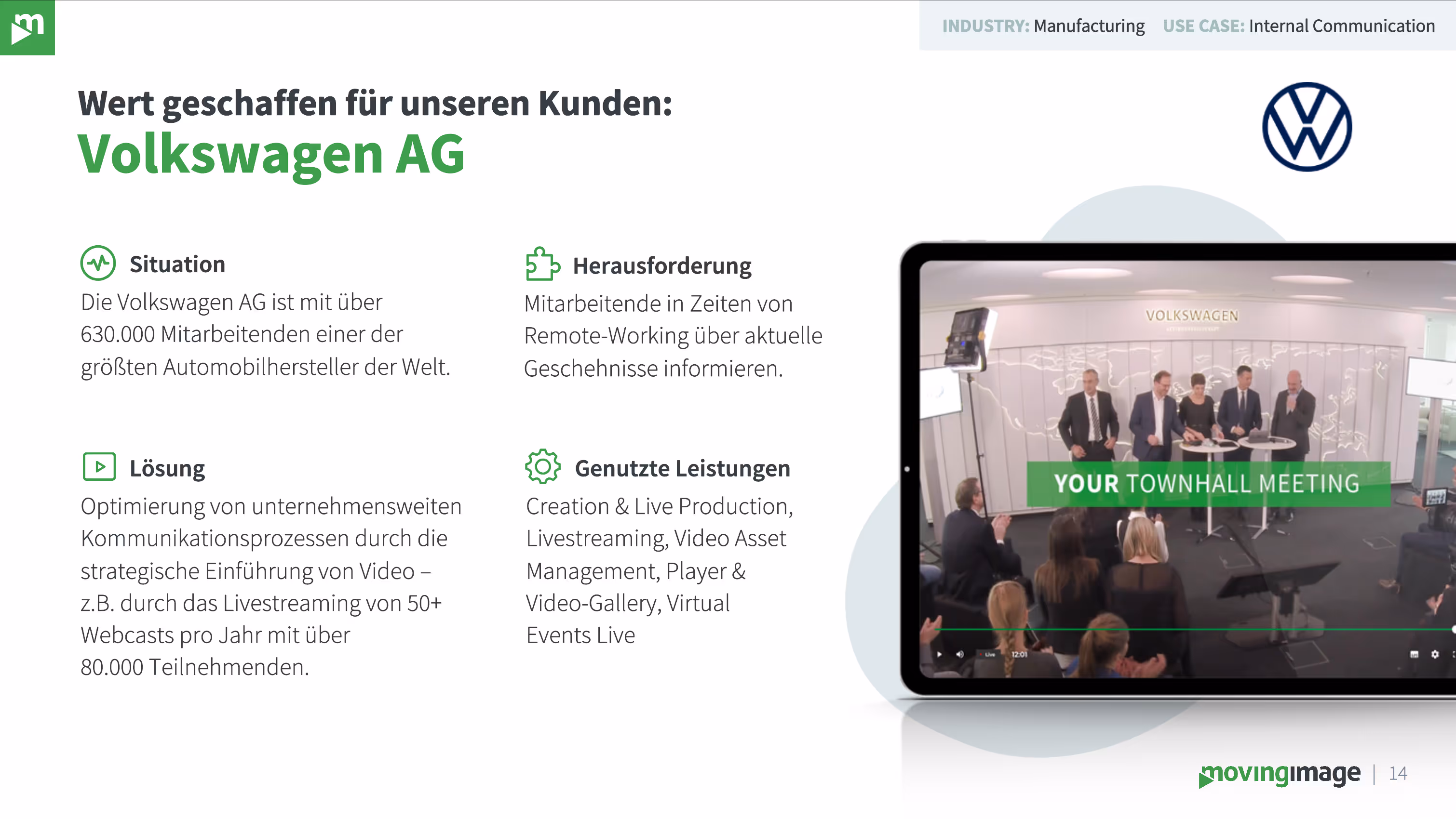 Volkswagen Success Story with movingimage