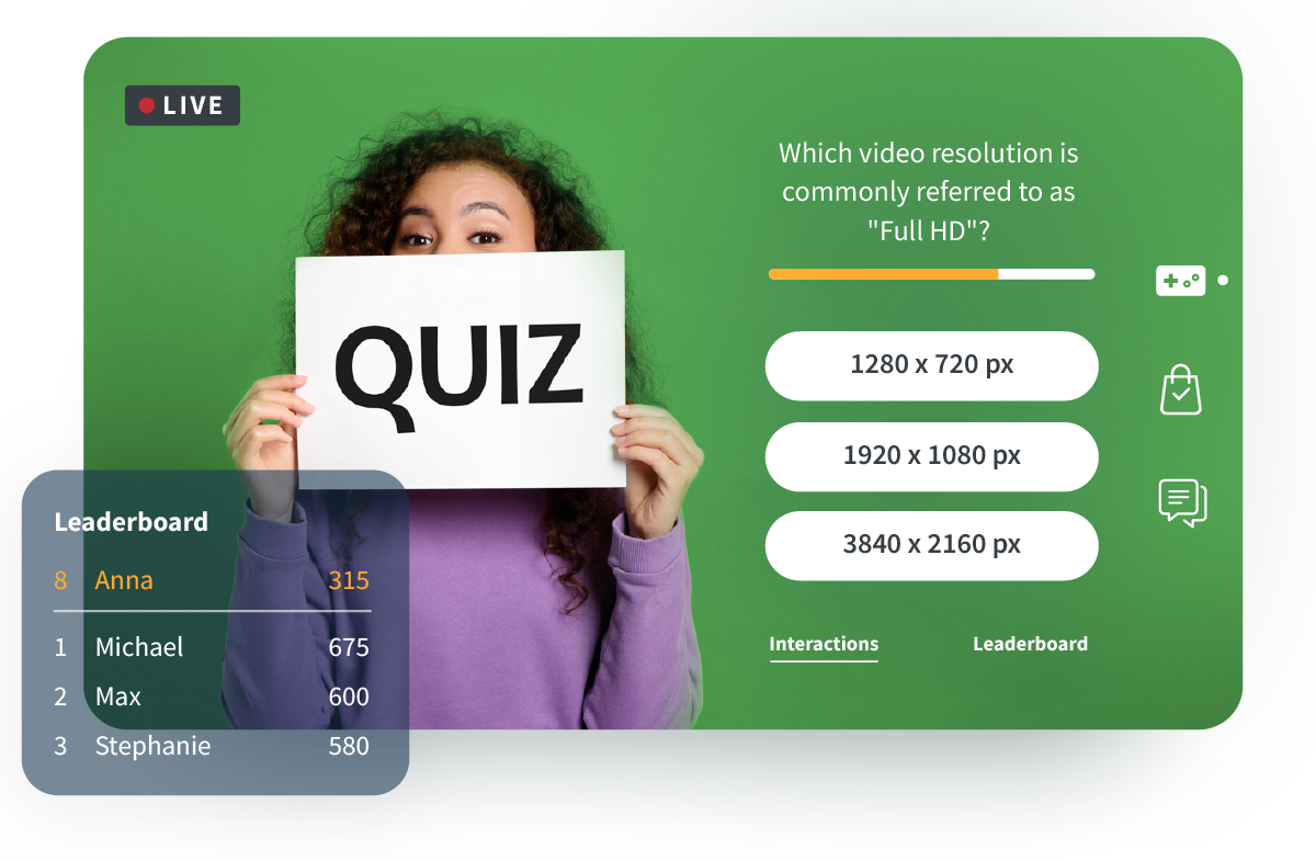 Gamification-Funktion in LiveStream Interactive