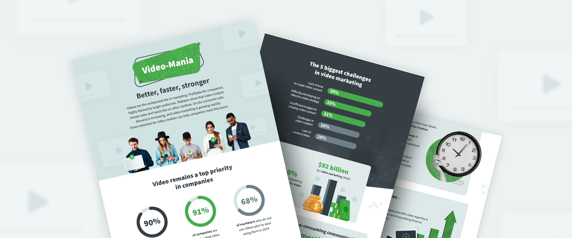 Infographic showcasing challenges and solutions in the video market. Preview