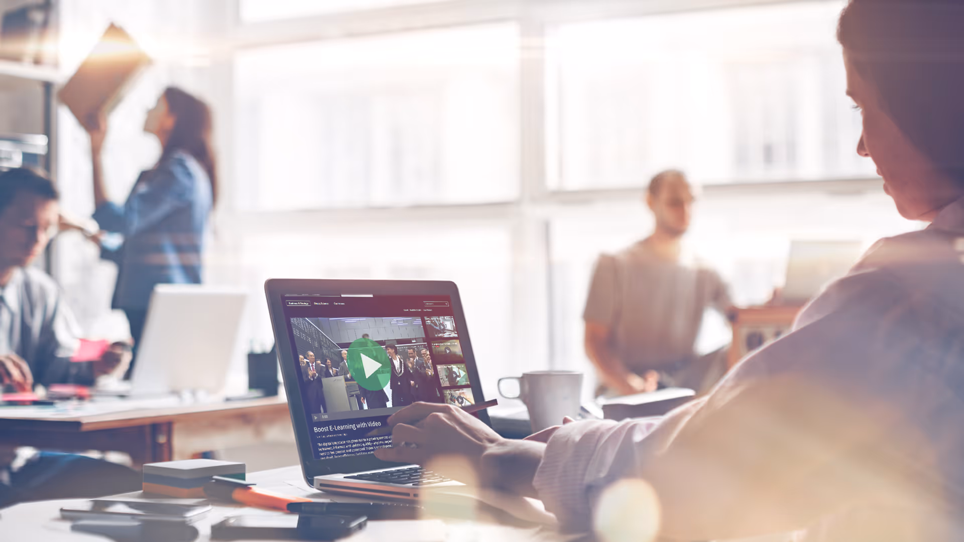 Videos & eLearning in action: a girl watching a video course