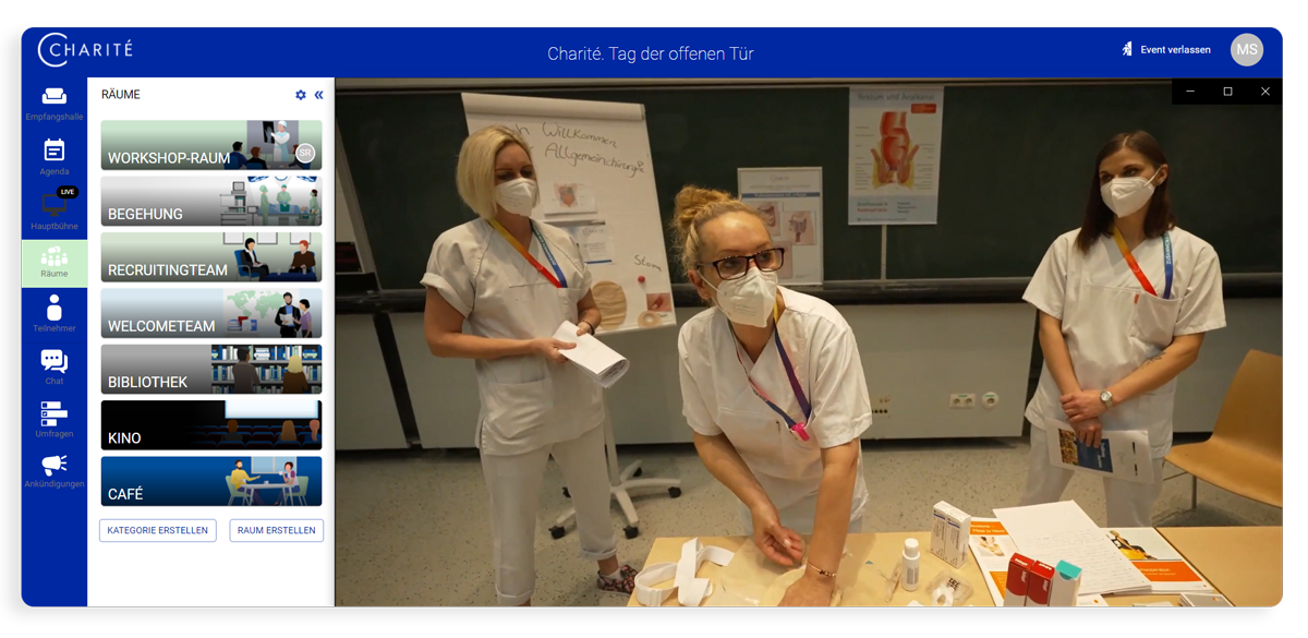 Virtual Events used by Charité