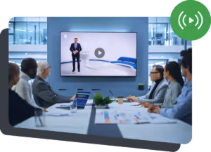 Video played through VideoManager Pro from movingimage in meeting room