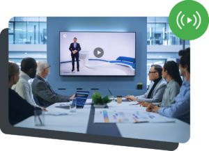 Video played through VideoManager Pro from movingimage in meeting room
