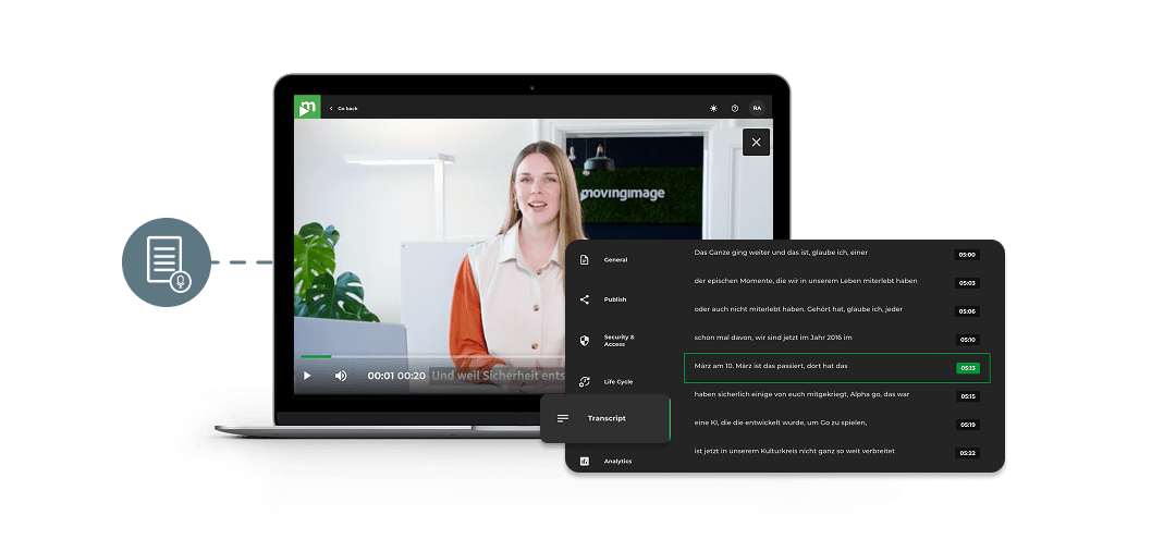 Transcript of a video being edited in VideoManager Pro
