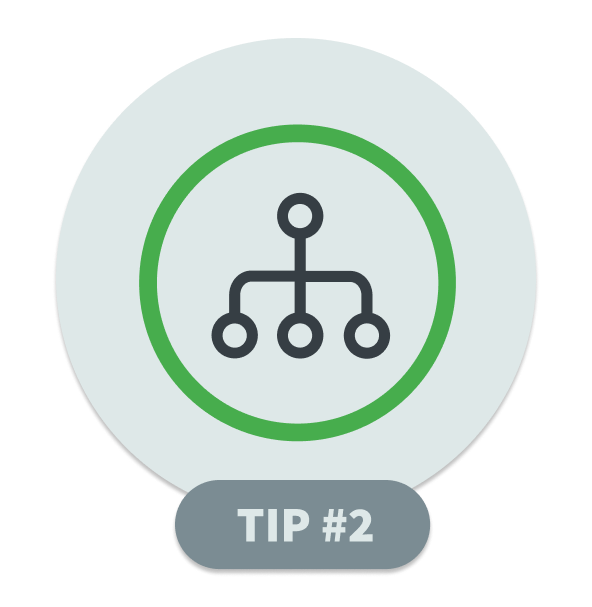 A green-and-gray hierarchy icon marks 'Tip #2': keep your corporate livestream format as simple as possible.