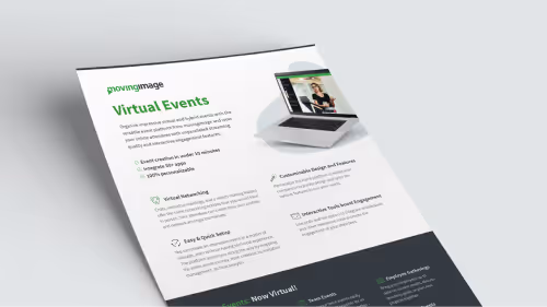 Virtual Events mit movingimage: Ihre Plattform für digitale Events movingimage Virtual Events Flyer