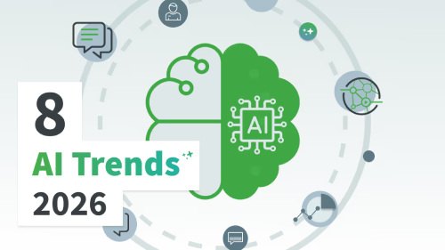 8 KI-Trends für Ihre Videokommunikation 2026 Vorschaubild zum Blogbeitrag über 8 KI-Trends in der Unternehmenskommunikation