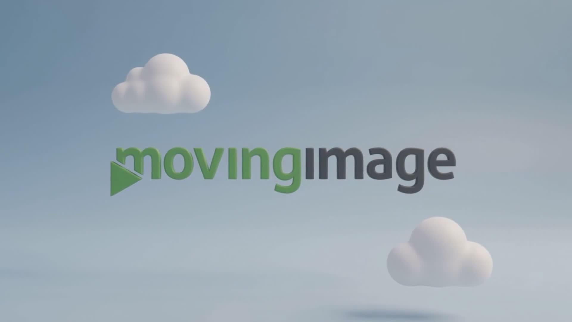 movingimage logo between two 3D clouds on a light blue background — title card of the AI tutorial video series