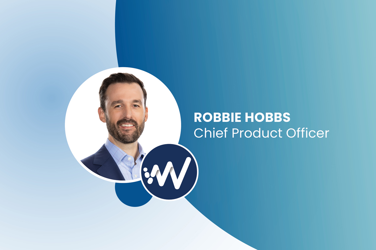 Professional headshot of male executive with company logo