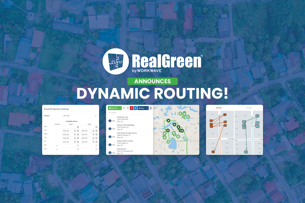RealGreen by Workwave announces dynamic routing software with map interface