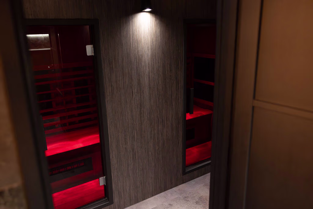 Infrared sauna rooms at ONE|DZ Gym in Derby