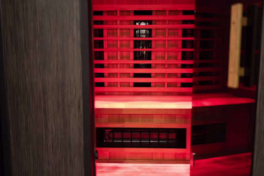 Infrared sauna interior at ONE|DZ Gym in Derby