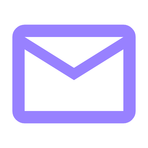 Purple outline of an envelope symbol representing email or mail.