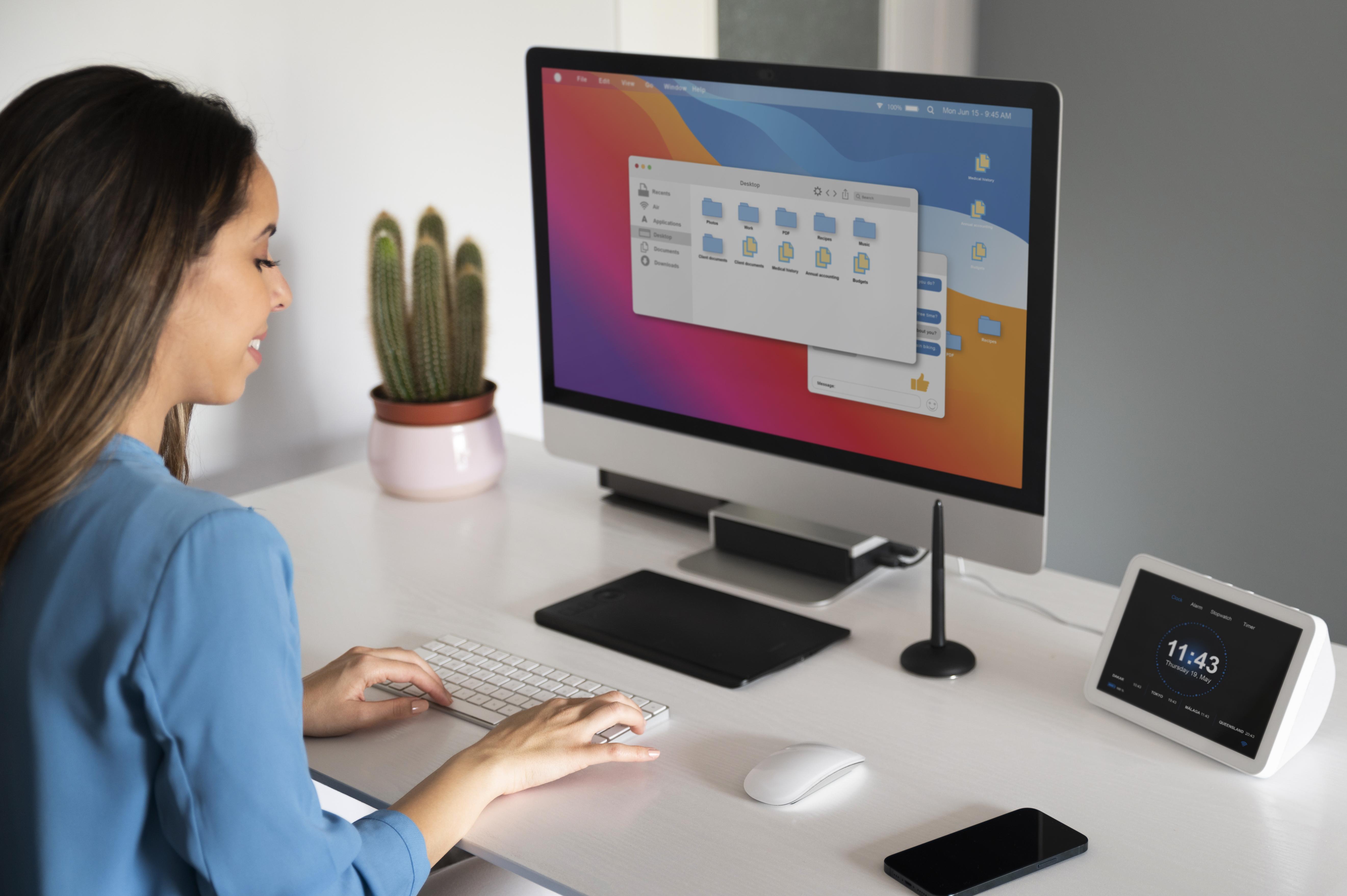 image of a teacher interacting with students using digital tools