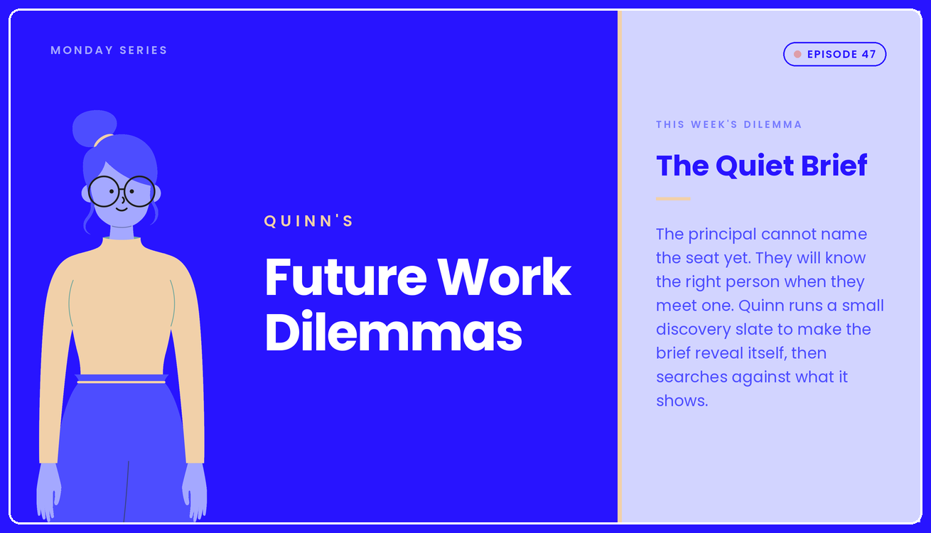 Quinn's Future Work Dilemmas, Episode 47: The Quiet Brief