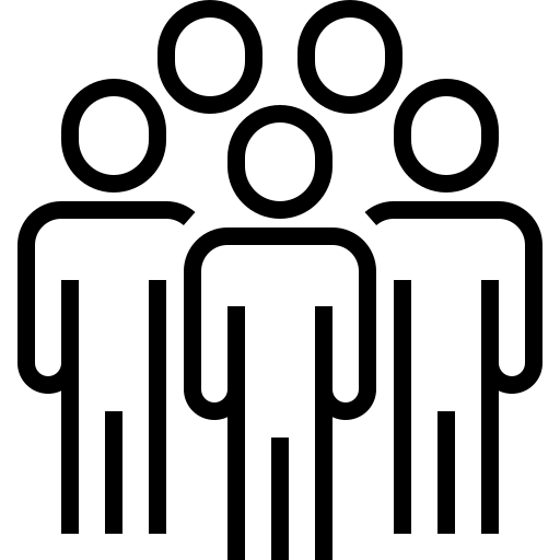 Group of stylized human figures representing teamwork or community