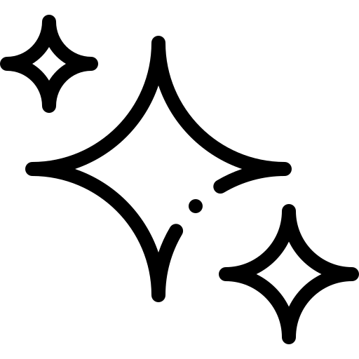 Black and white sparkle or star icon with three pointed shapes