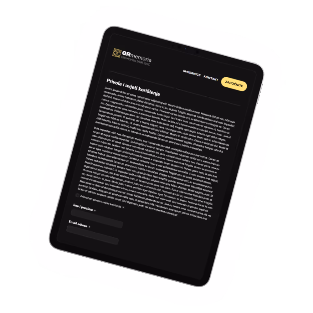 Graphic of the user agreement on a tablet