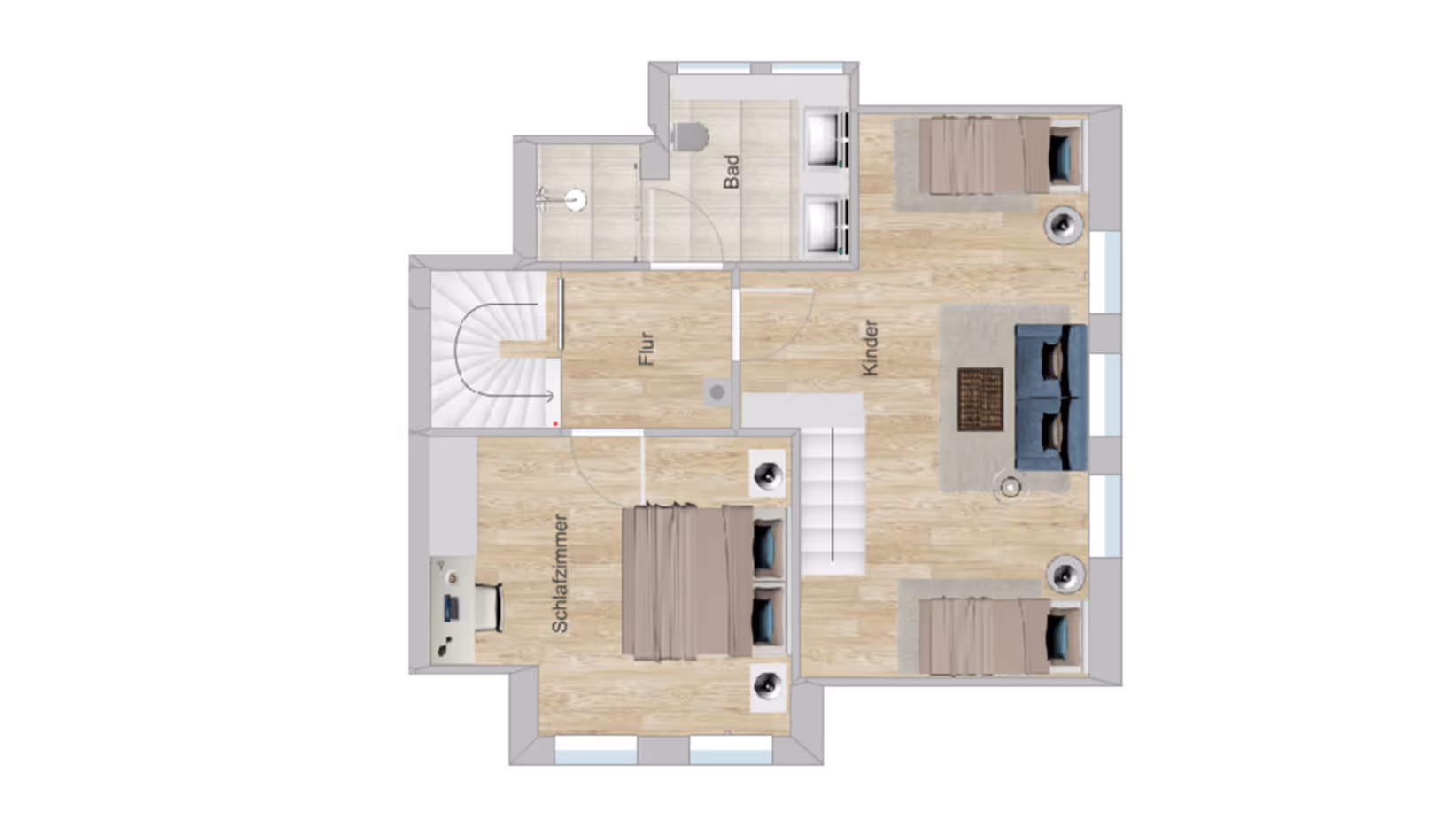Ferienhaus Amrum Nebel - Eastside - Grundriss Obergeschoss