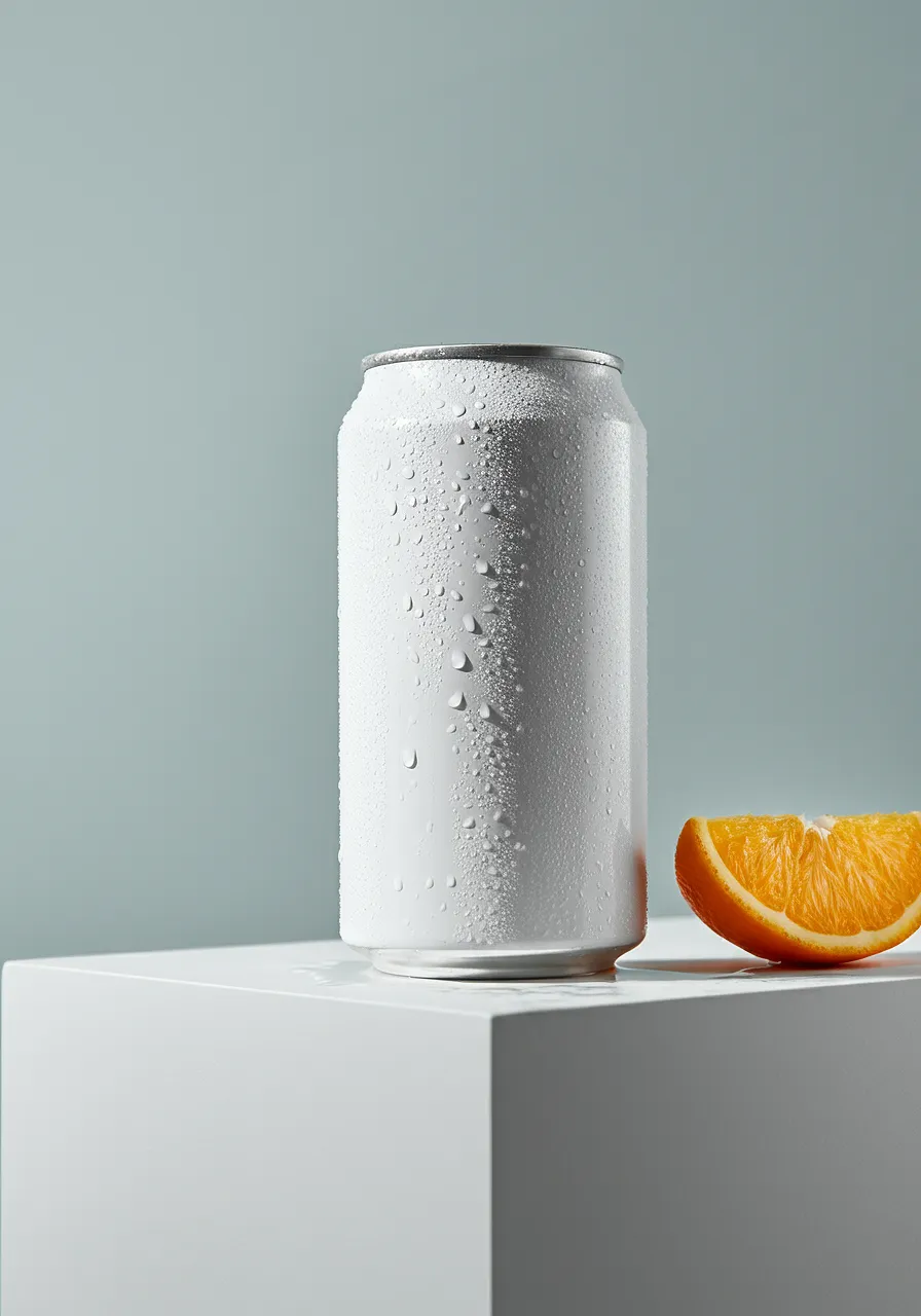 tin can and orange with light background