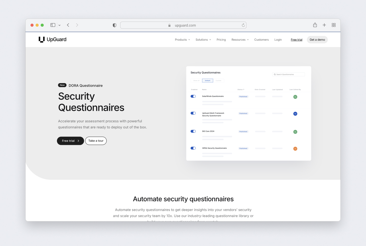 Upguard Security Questionnaire