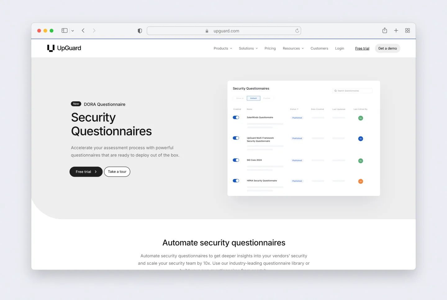 Upguard Security Questionnaire