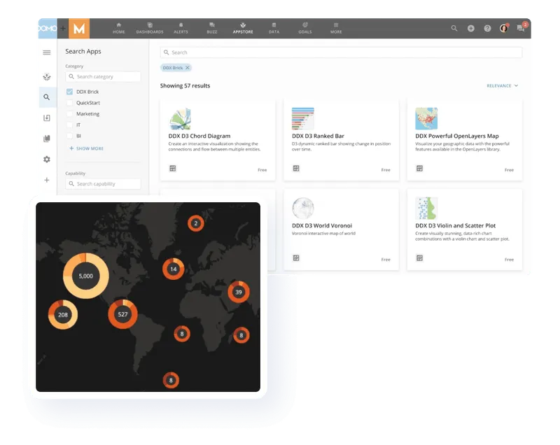 Product feature app bricks marketplace search map