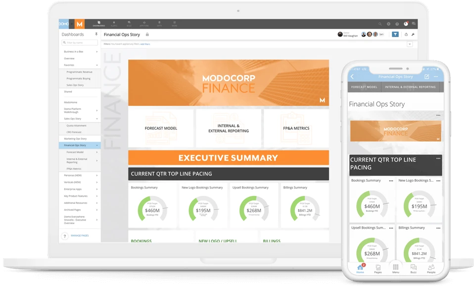 Device laptop phone dashboard finance overview story