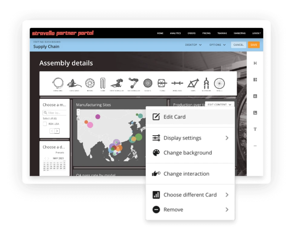 Product feature pillar Domo everywhere edit card visualization