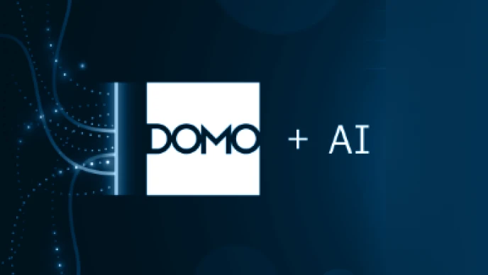Product content blog featuring AI service layer with Domo + AI.