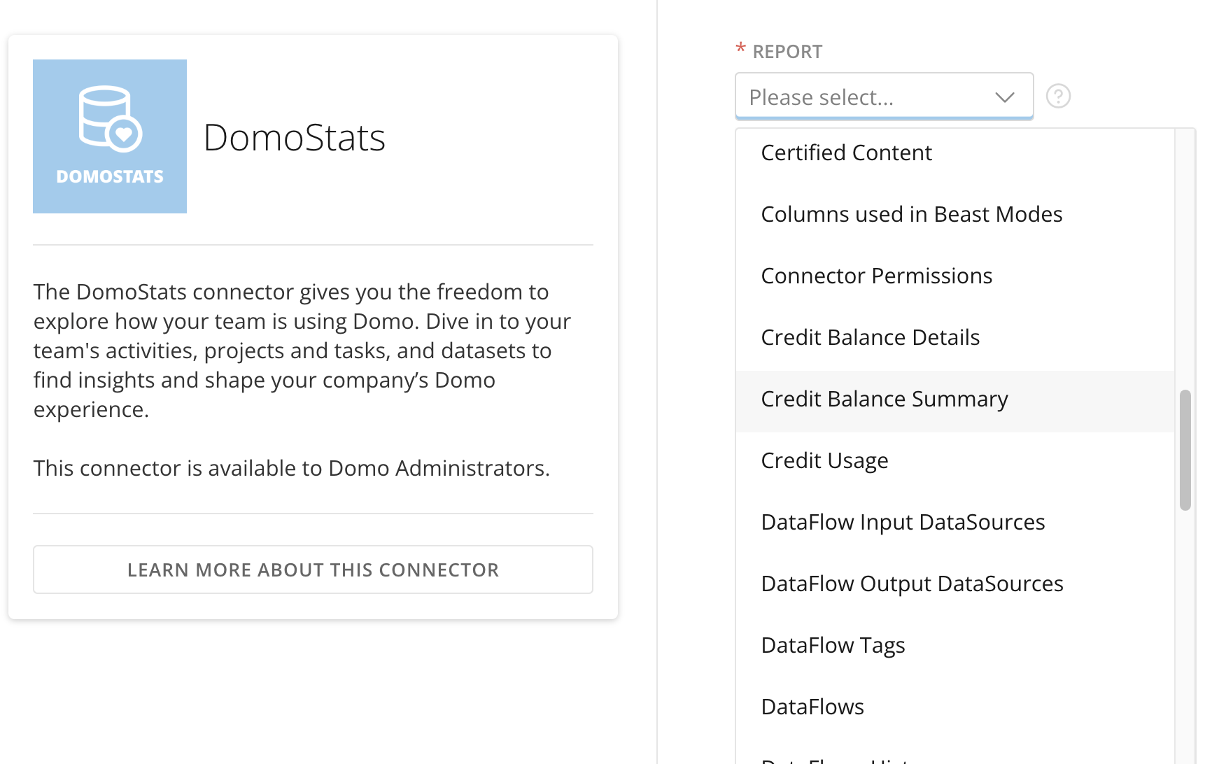 DomoStats: Credit Balance Reports 