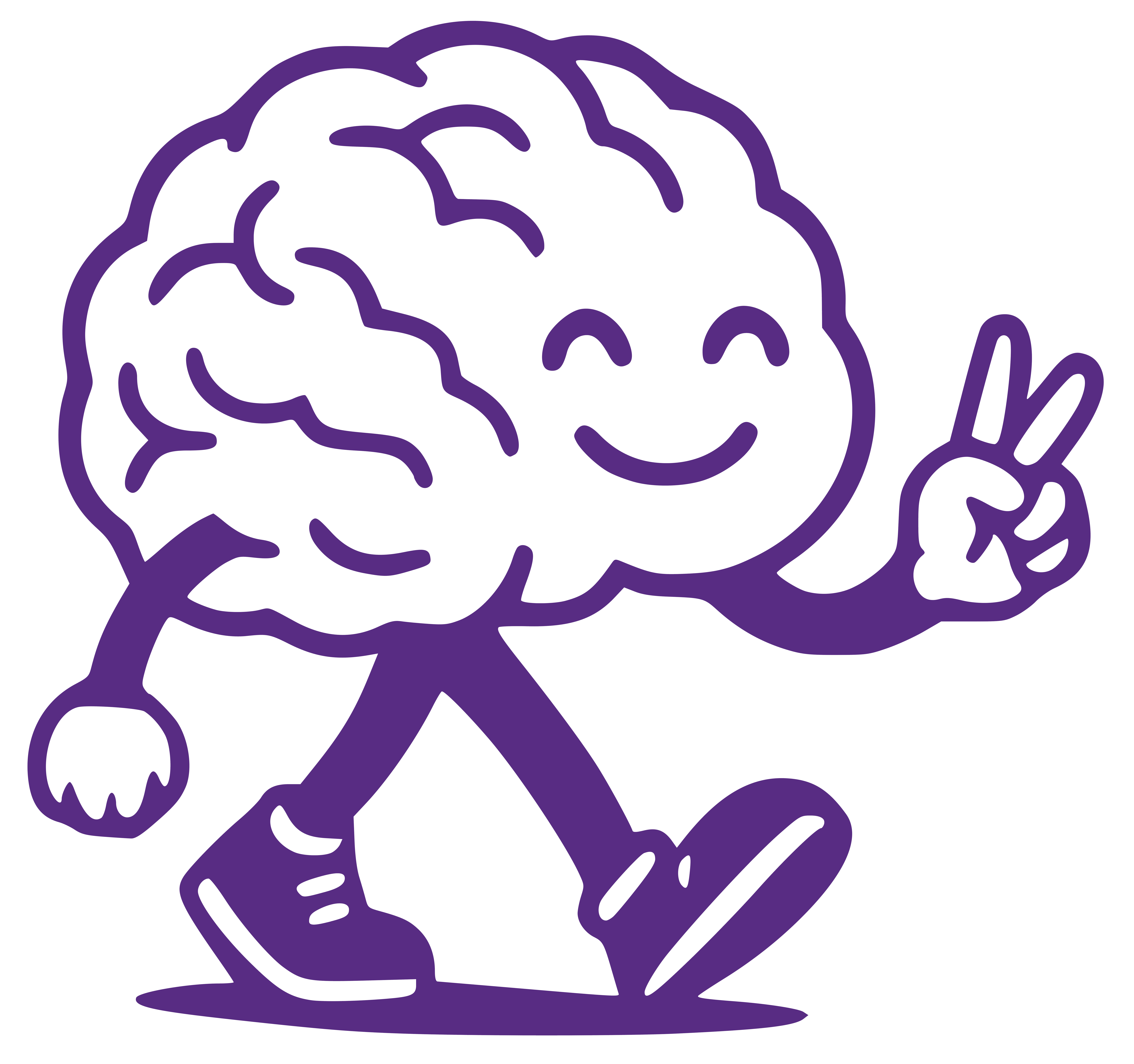 A drawing of a brain holding a peace sign.