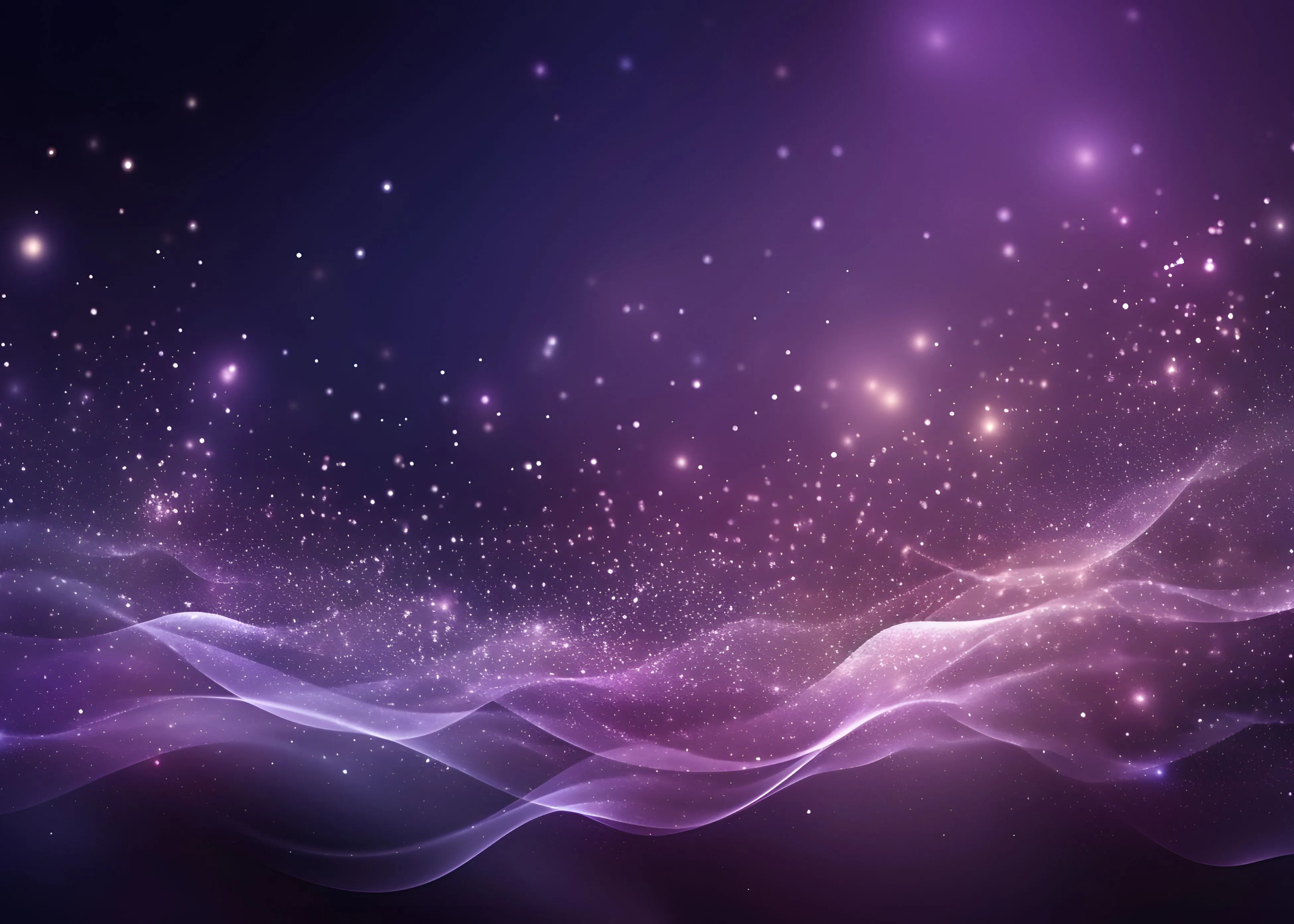 A purple background with stars and waves.