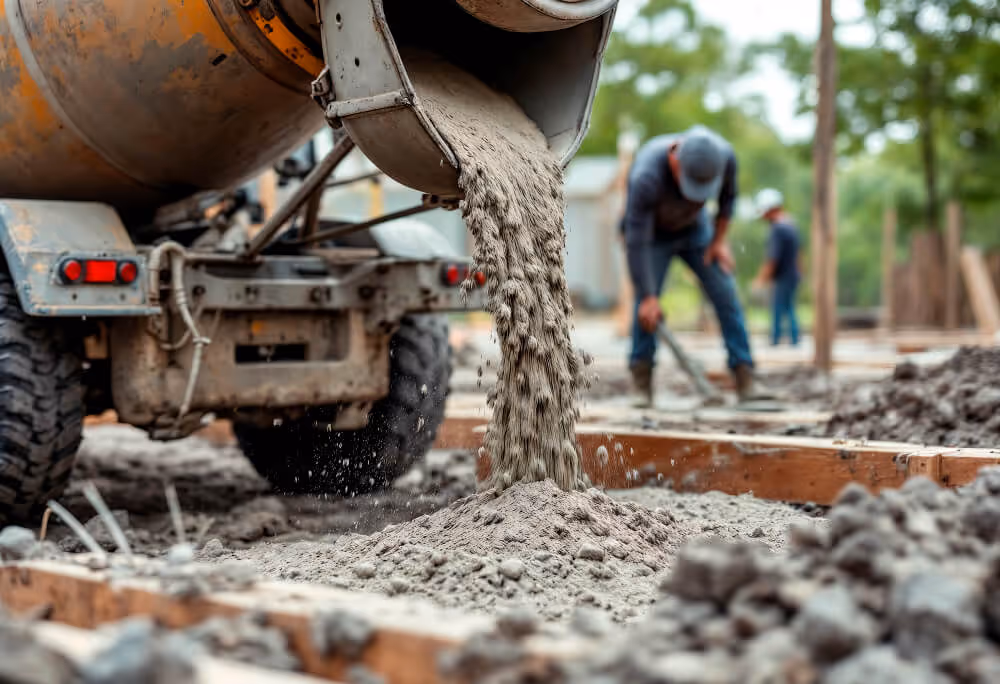 New concrete being placed for a slab replacement project