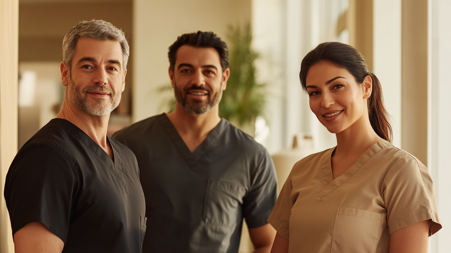 Reference — full team group, warm interior, approachable
