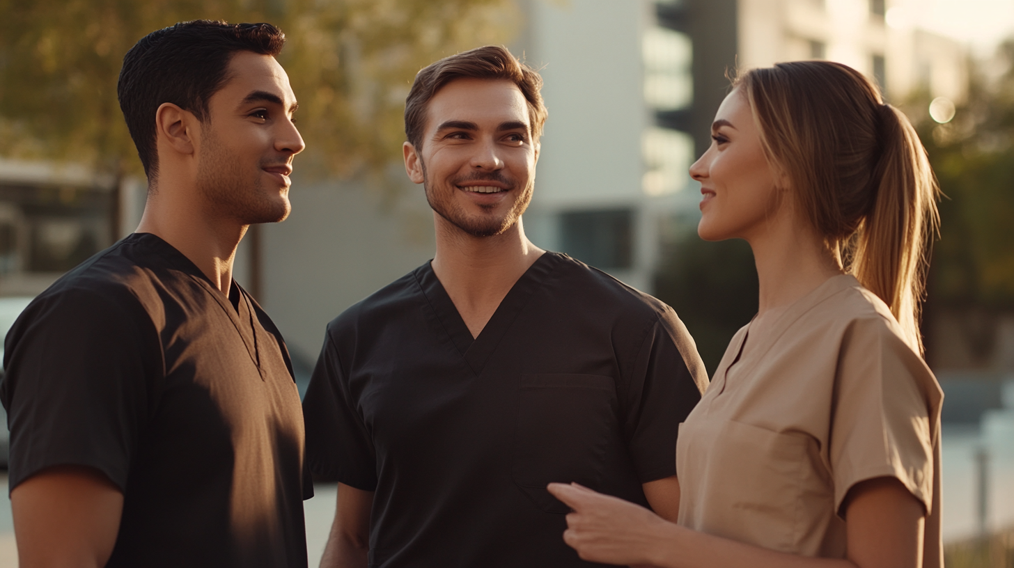 Reference — team lifestyle, candid outdoor conversation, golden light