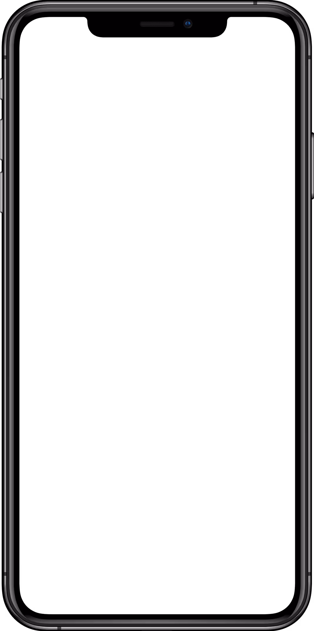 Blank smartphone screen with black frame and notch