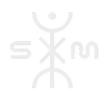 Minimalist white symbol or rune with geometric design