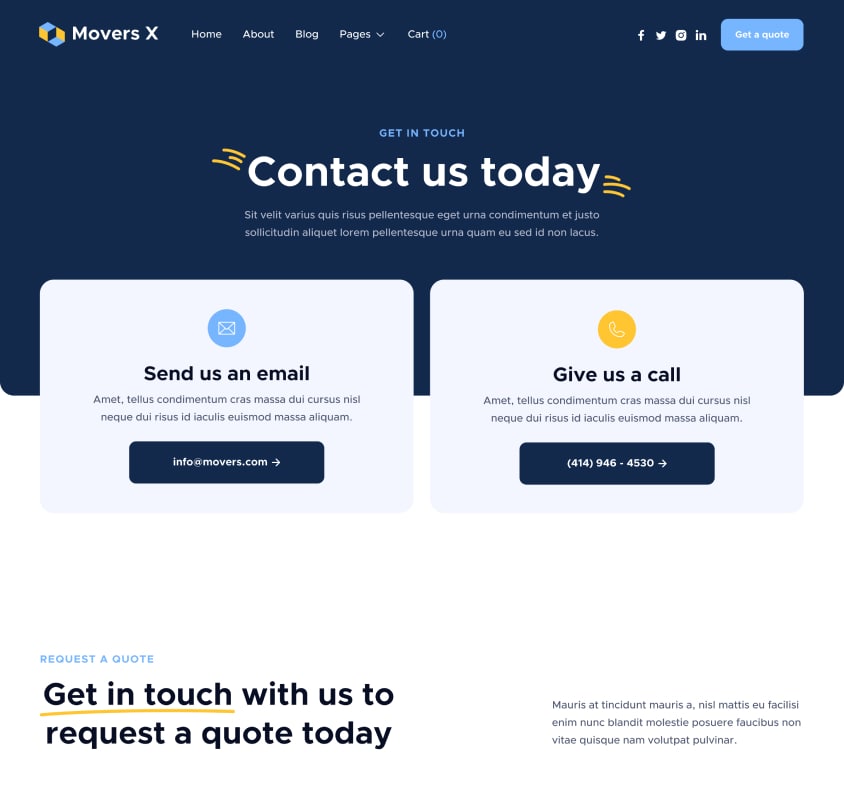 Contact - Movers X Webflow Template