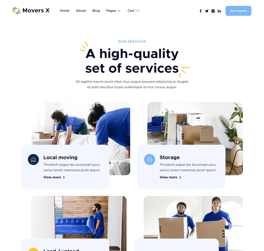 Services - Movers X Webflow Template