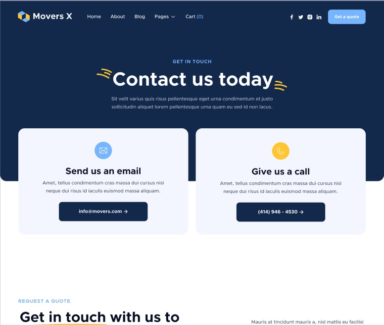 Contact - Movers X Webflow Template