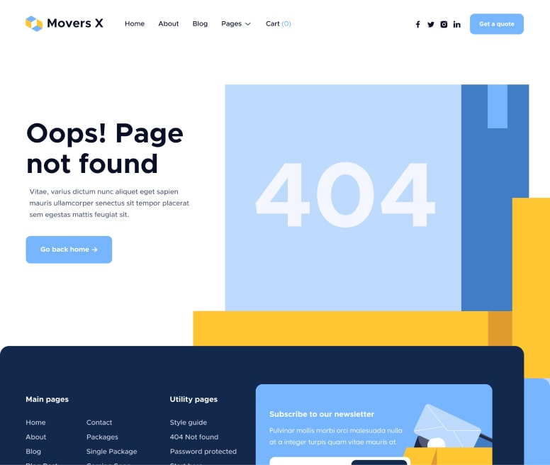 404 Not Found - Movers X Webflow Template