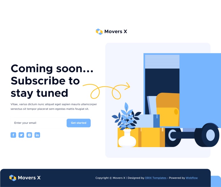 Coming Soon - Movers X Webflow Template