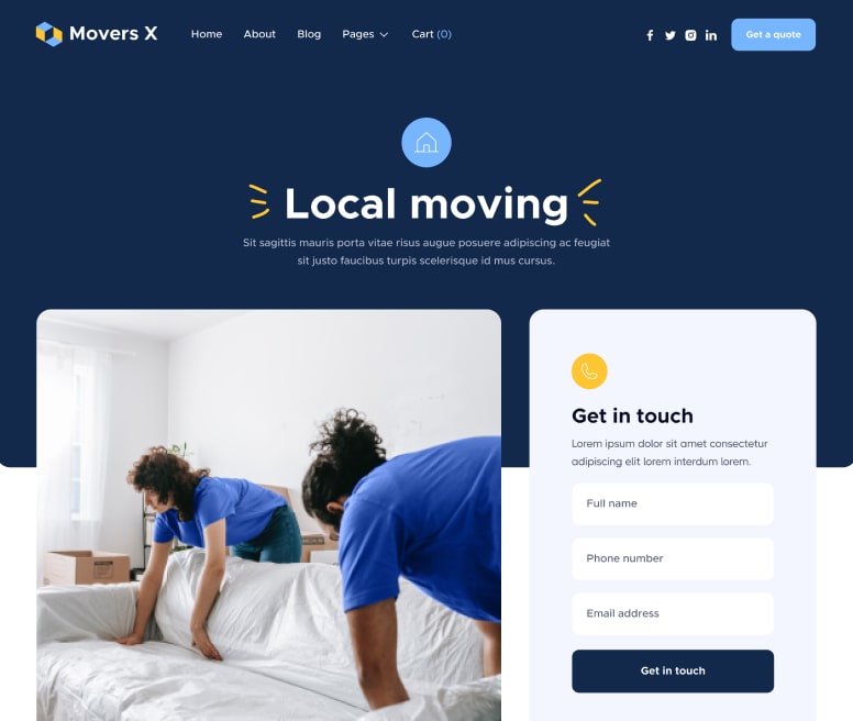 Single Service - Movers X Webflow Template