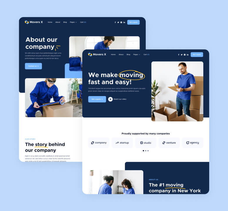 Pages Included - Movers X Webflow Template
